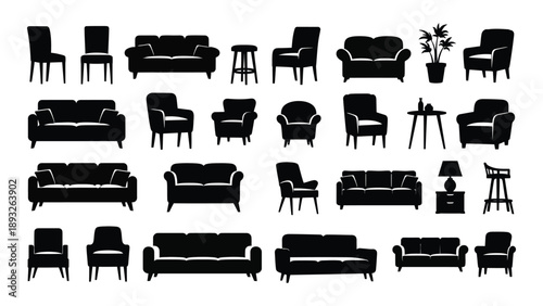 Collection of classic living room furniture Vector