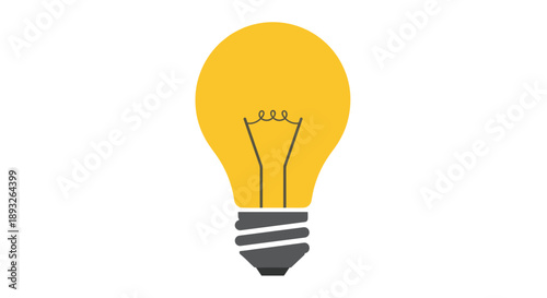 Bright Yellow Incandescent Light Bulb Icon Symbolizing Ideas.
