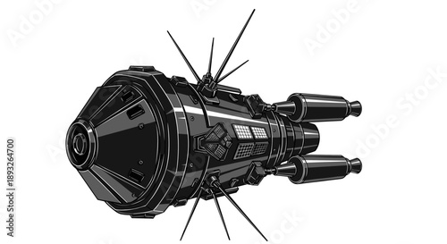 Detailed Illustration of a Futuristic Spacecraft Design.