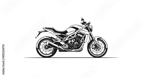 Detailed Illustration of a Modern Motorcycle Side View.