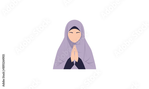 Woman in Prayer with Hands Together.