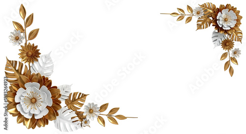Luxurious gold and white floral corner ornaments