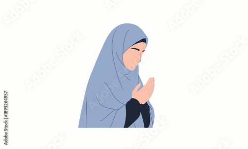 Woman in Prayer with Hands Together.