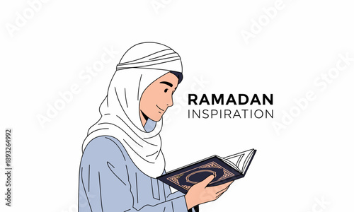 Woman Reading Quran During Ramadan.