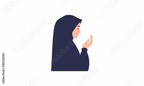 Woman Wearing Hijab Praying with Hands.