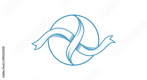 Blue ribbon tied around a sphere symbolizing unity and wholeness