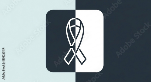 Awareness ribbon symbol on contrasting dark and light background for support and cause