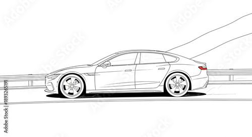 Sleek Car Side View Illustration Design.