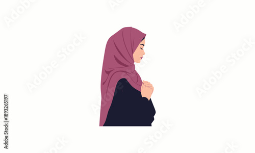Woman Wearing Pink Hijab Illustration Profile.