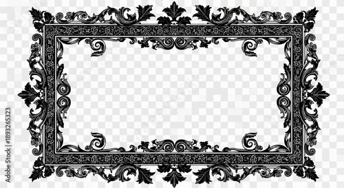 Ornate Black Frame with Floral Decorations.