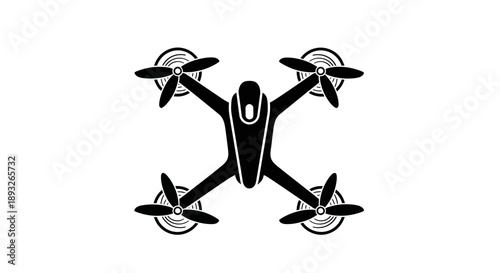 Drone Aircraft with Rotating Propellers Illustration.