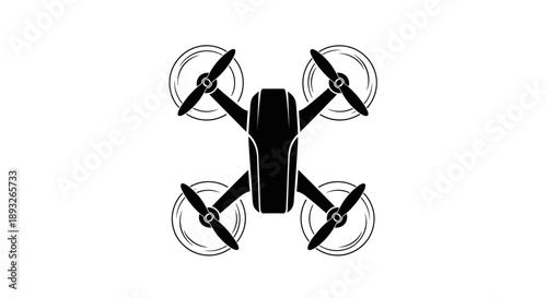 Drone with Four Propellers Top View.