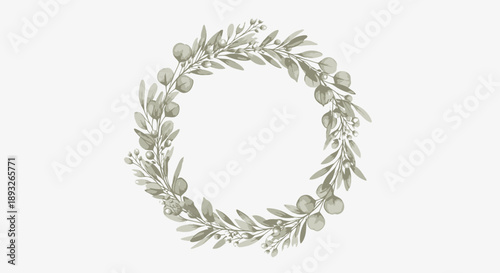 Delicate Floral Wreath with Leaves and Berries.