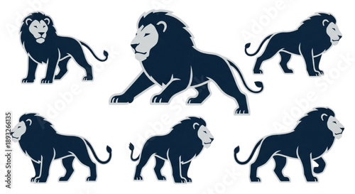 Dynamic Set of Illustrative Lion Vectors Capturing Feline Grace and Power for Diverse Design