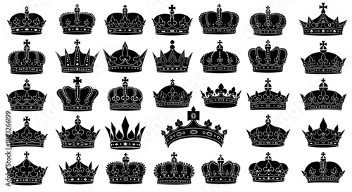 Collection of Various Black Crown Silhouettes.