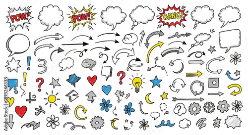 Collection of Cartoon Comic Book Icons.