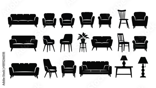 Modern living room furniture collection Vector