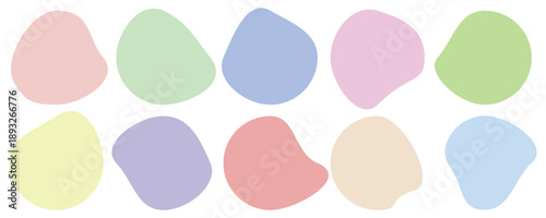 Aesthetic arrangement of organic abstract shapes in a pleasing palette of muted earthy tones . Colorful blob shapes. Round abstract organic shape collection.