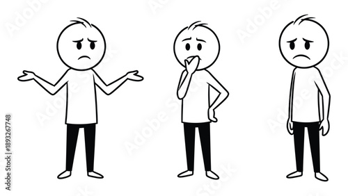 Three people expressing different emotions Vector