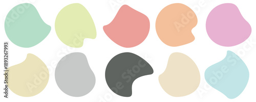 Abstract colorful paint blob icon set with organic shapes and brushstroke style in playful design . Isolated on white background. Vector  illustration.