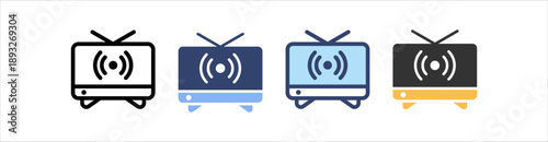 Broadcasting Icon Set Multiple Style Collection