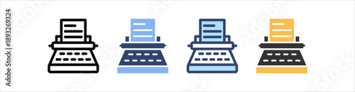 Typewriter Icon Set Multiple Style Collection