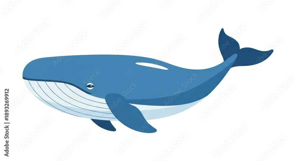 Obraz premium Blue Whale Illustration on White Background.