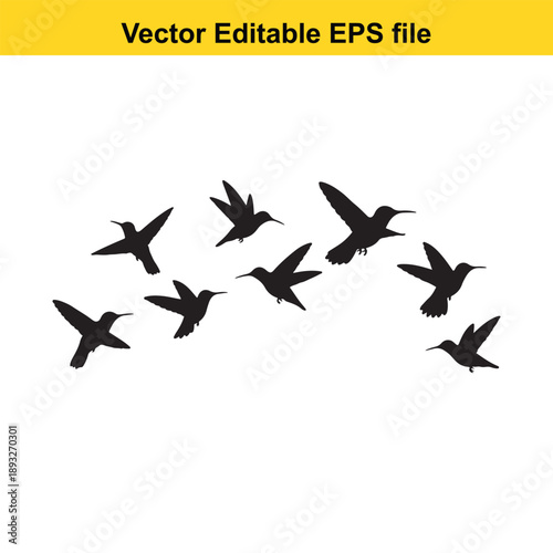  a flock of birds in flight isolated on white background vector illustration