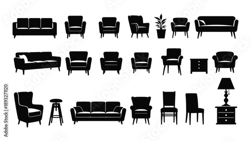 Modern living room furniture collection Vector