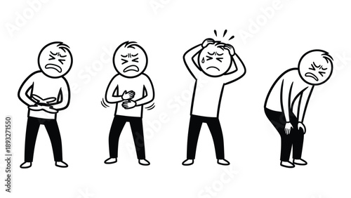 Illustrations of different emotional distress Vector