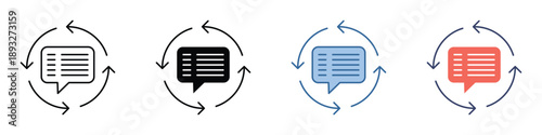 Dynamic Communication Refresh Icon Set Illustrating Message Update, Data Synchronization, and Process Cycle for Digital Platforms and Online Applications