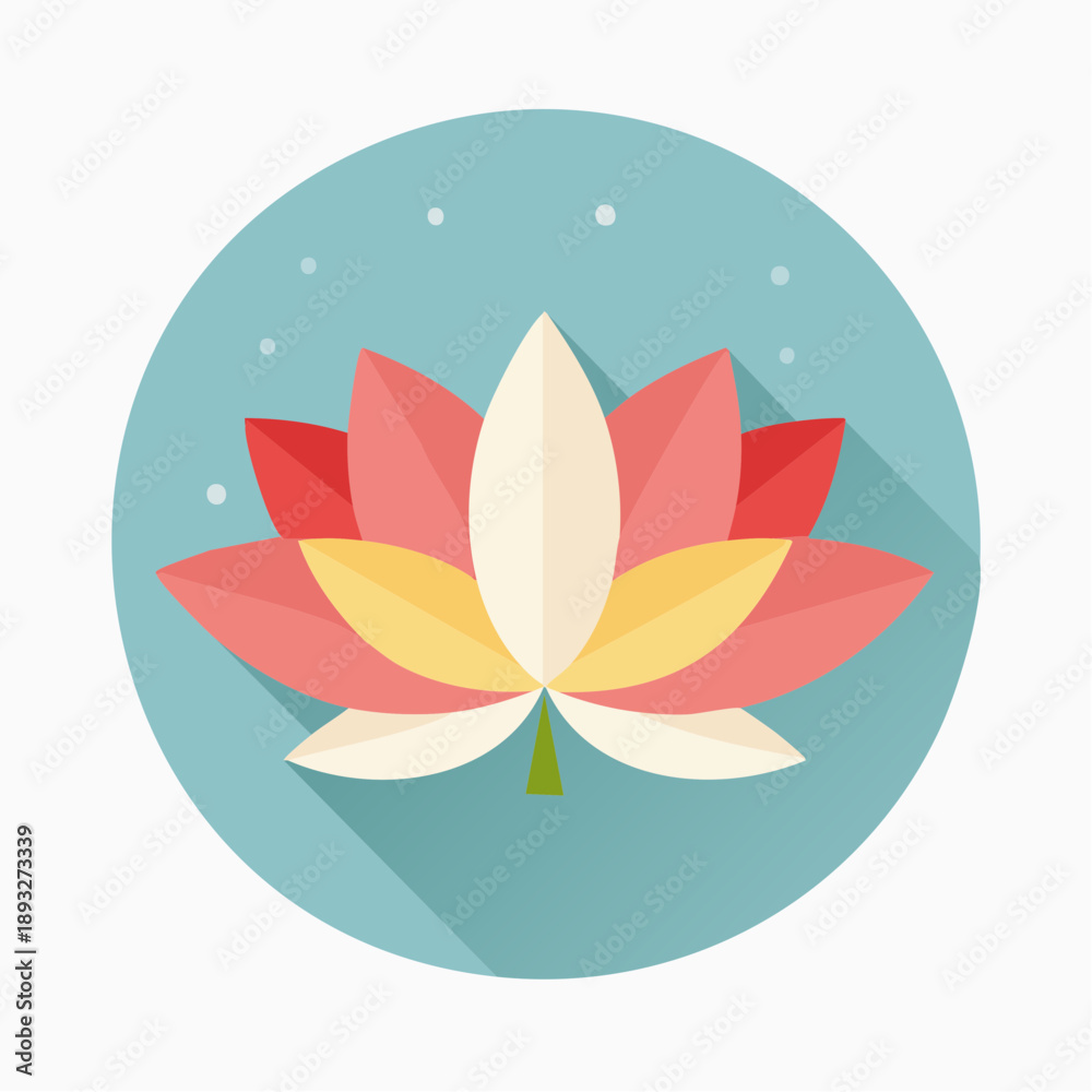 Fototapeta premium Flat Vector Illustration of a Lotus Flower in Bloom