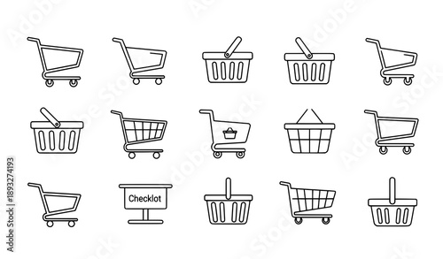 Minimal shopping cart icons vector for ecommerce