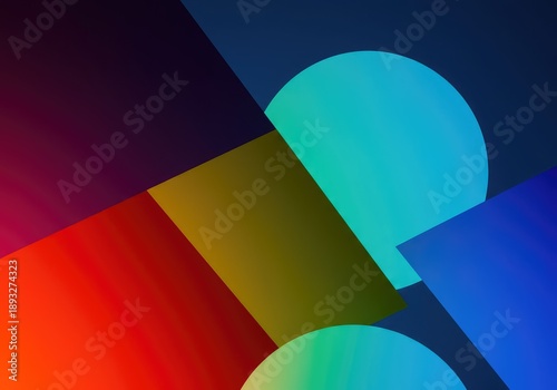 Abstract geometric background featuring asymmetrical shapes and contrasting bright colors for digital design layouts or presentation backdrops, dynamic, minimal, contrast