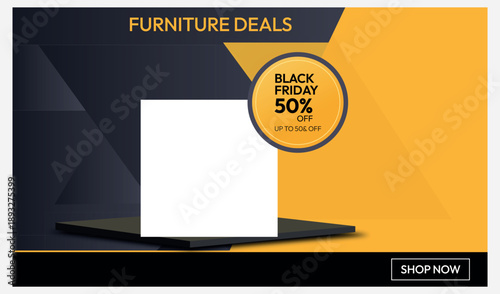 Furniture Black Friday Sale Flyer Modern Discount Promotion