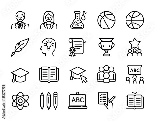 Vector illustration showcasing educational and academic icons in a clean design