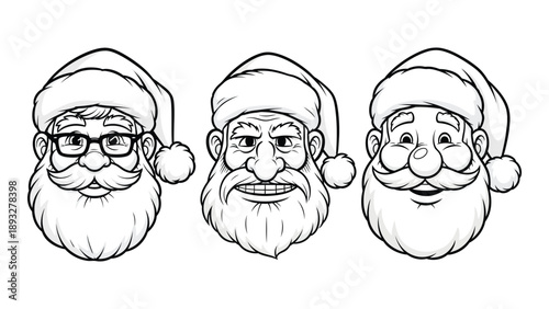 Three santa claus faces Vector