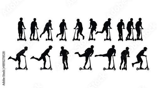 Sequential silhouettes of skateboarders Vector