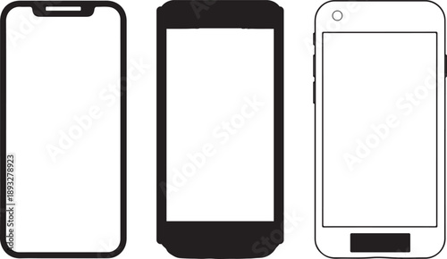 Smartphone mockup with blank screen, mobile phone mockup front view, phone vector art