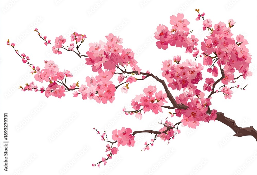 Obraz premium Elegant Pink Cherry Blossom Branches Vector Illustration