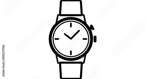 Simple Line Drawing of a Wristwatch.