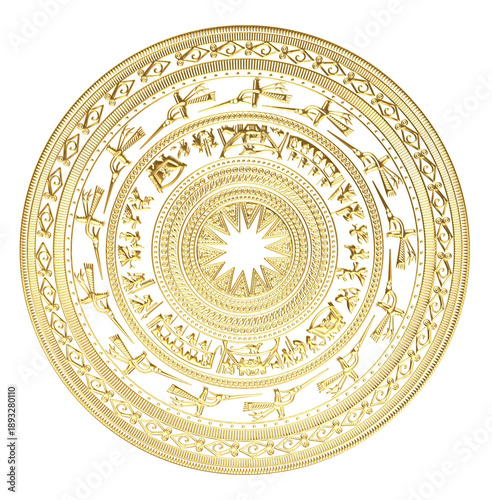 Floral motifs on bronze drums in Vietnam. Vietnamese traditional bronze drum pattern. Trống đồng Đông Sơn.