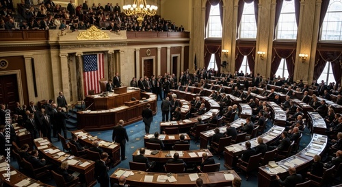 US Congress members in a full legislative chamber session