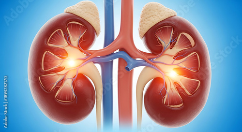 Wallpaper Mural Anatomical Cross Section of Human Kidneys with Adrenal Glands and Renal Blood Vessels Torontodigital.ca
