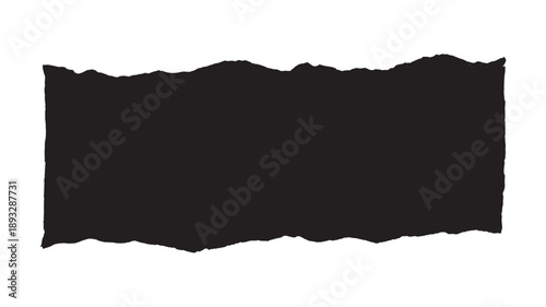 Torn black paper edge in minimalist style with soft natural lighting on white background for graphic design