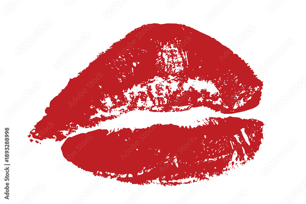 Fototapeta premium Lipstick kiss mark Romantic lip print Imprint of lips kiss Sexy lips makeup Female mouth Love symbol Design element for beauty fashion poster Valentines Day wedding