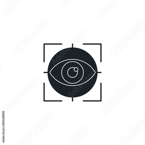 Eye Tracking Focus Icon, Pupil Gaze Target Lock Vector Illustration, Biometric Vision Interface