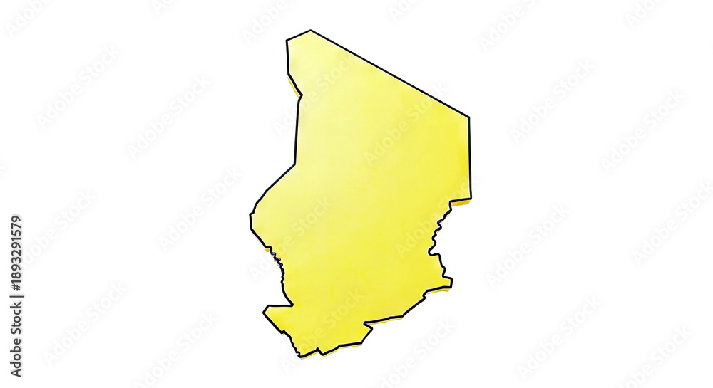 Obraz premium Outline map of Chad in yellow with black border