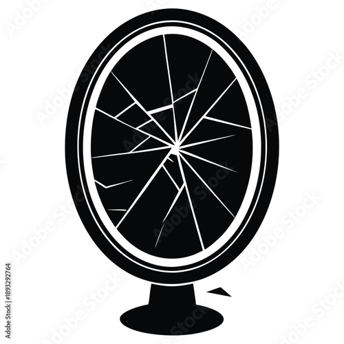 broken washroom mirror on white background