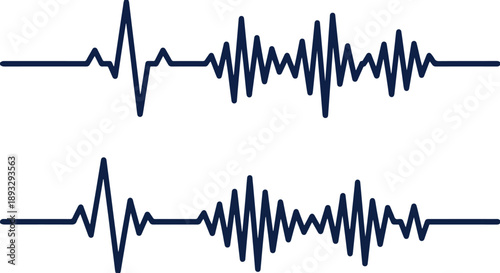  Minimalist Dark Blue Heartbeat Pulse and Audio Sound Wave Vector Set on a Clean White Background for Medical, Healthcare, and Digital Signal Design 2026